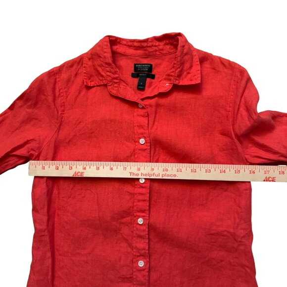 J.Crew X Baird McNutt Perfect Shirt Irish Linen Womens Red Button-Up Size 0 - Picture 6 of 7
